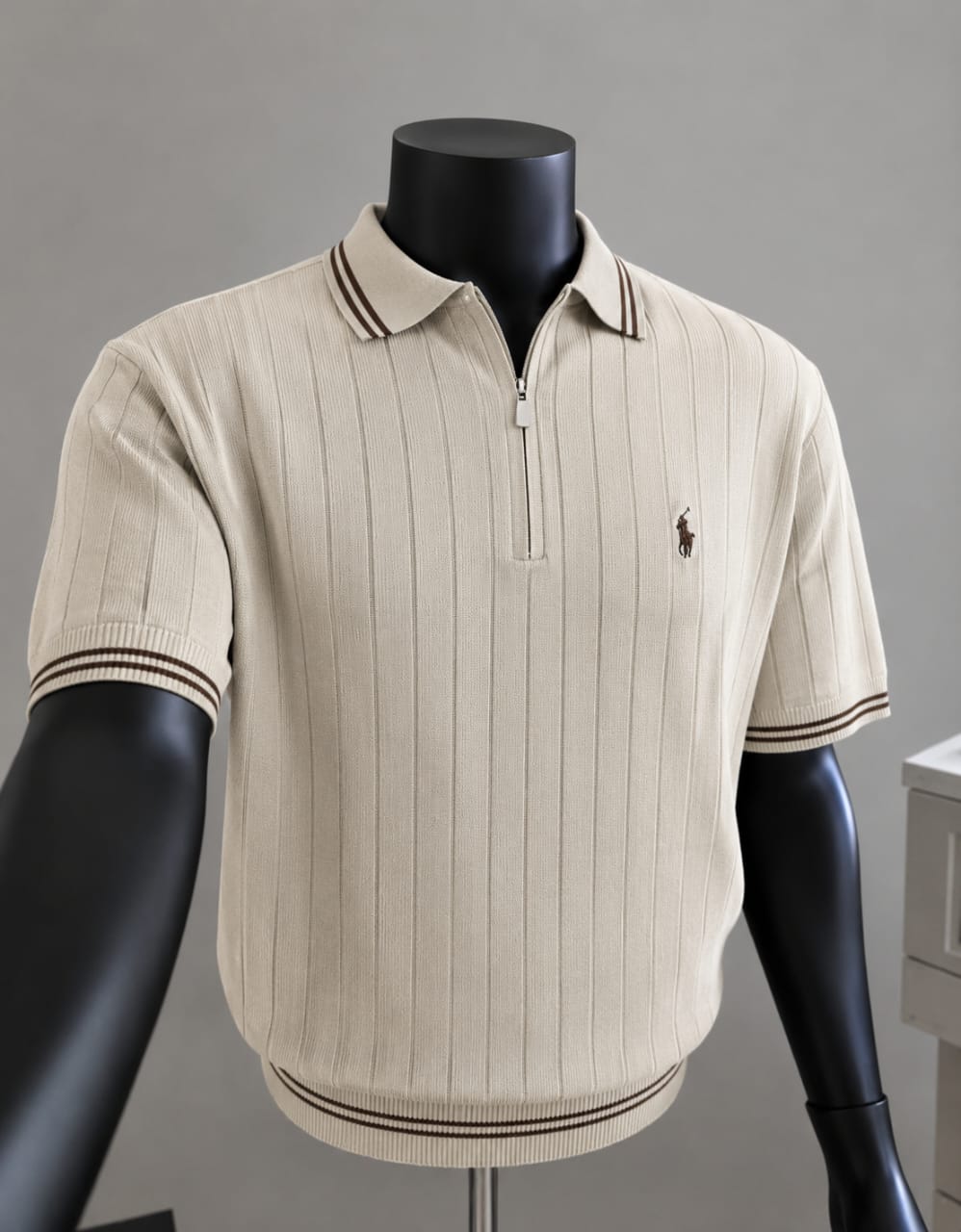 Sable Tipped Quarter-Zip Polo