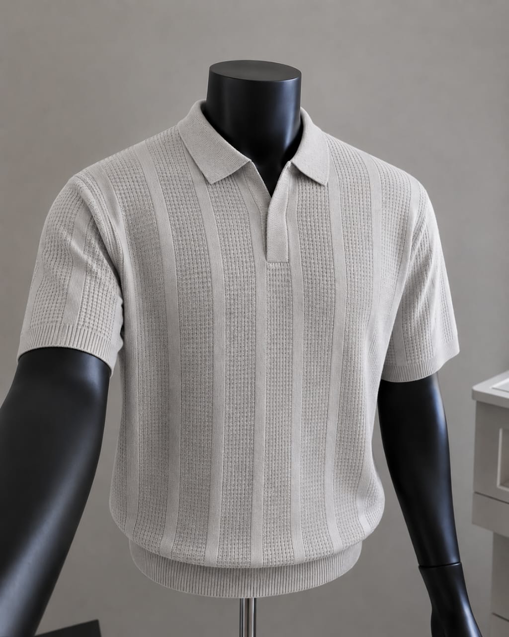 Stone Waffle Open-Collar Polo