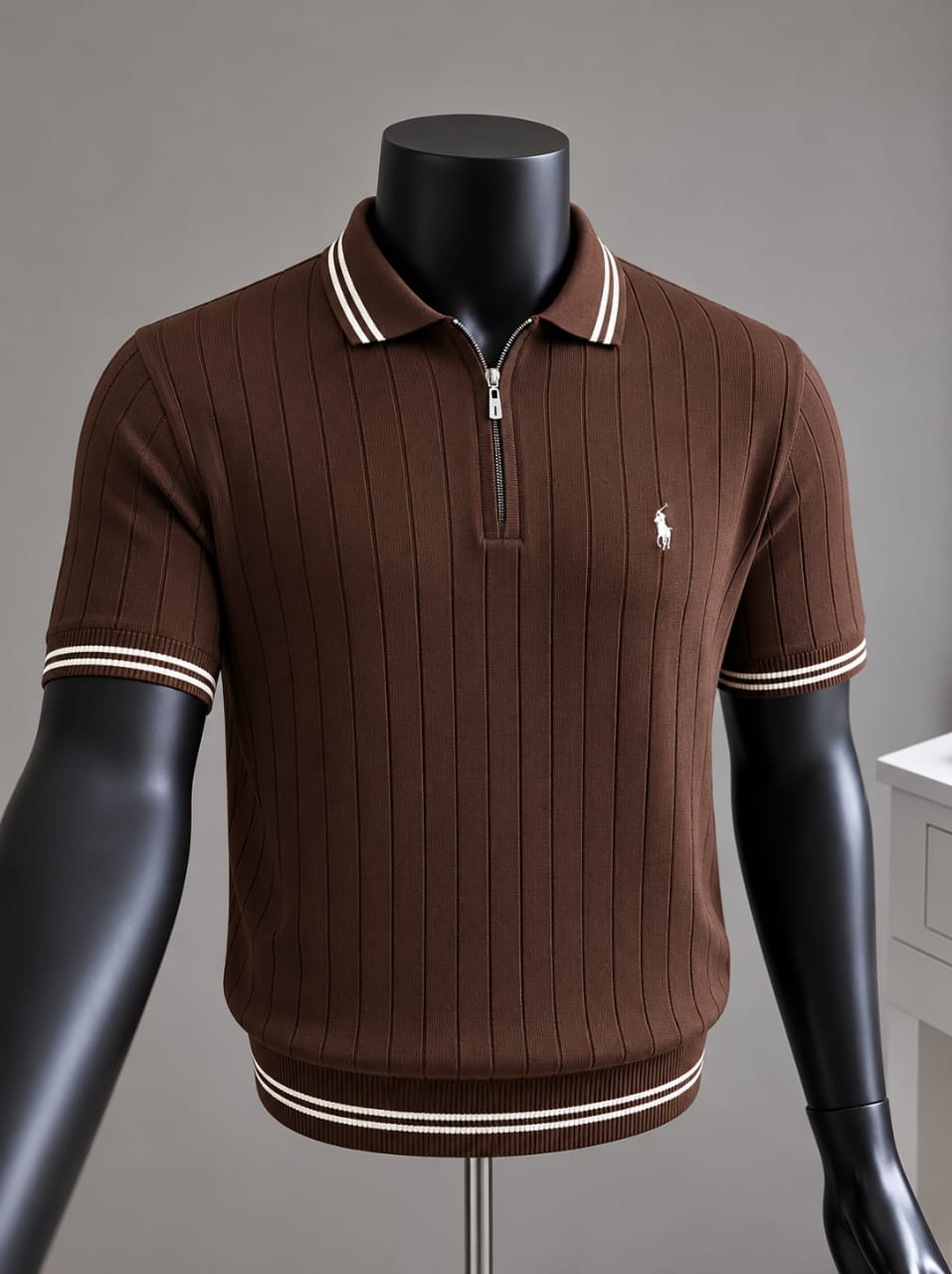 Cocoa Tipped Quarter-Zip Polo