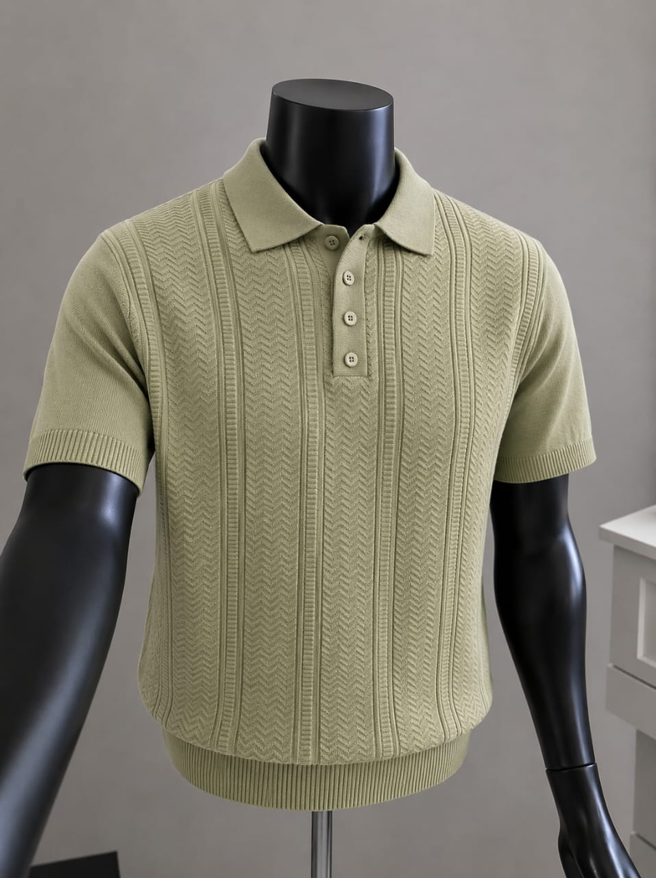 Sage Pointelle Henley Polo